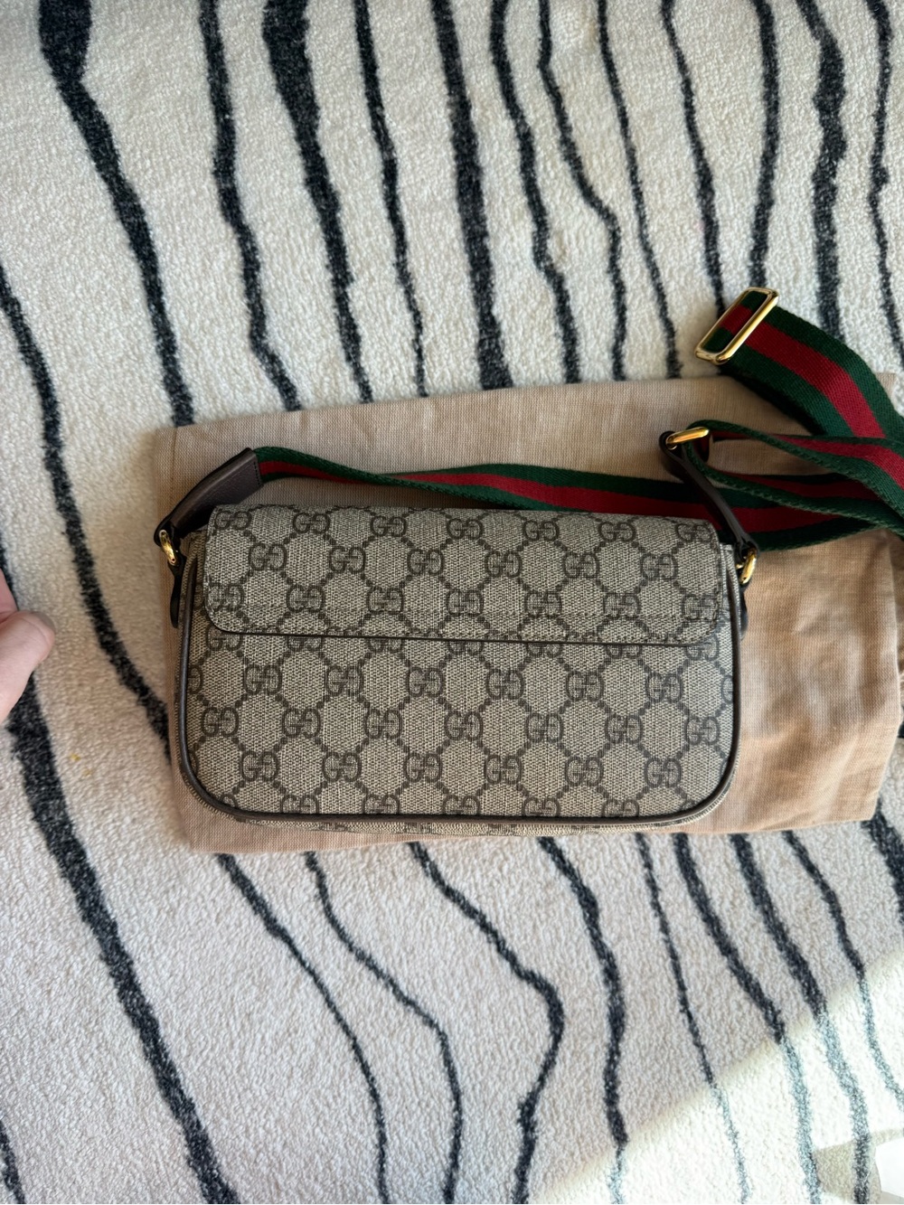 Authenticated Gucci Ophidia GG Supreme Mini Envelope Crossbody Bag Beige Ebony - Picture 13 of 15